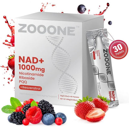 🌿NR1000 – NAD+ 🍒🍓Getränkemix mit Beerengeschmack zur Unterstützung der Hautalterung, für mehr Energie und Konzentration – 30er-Pack
