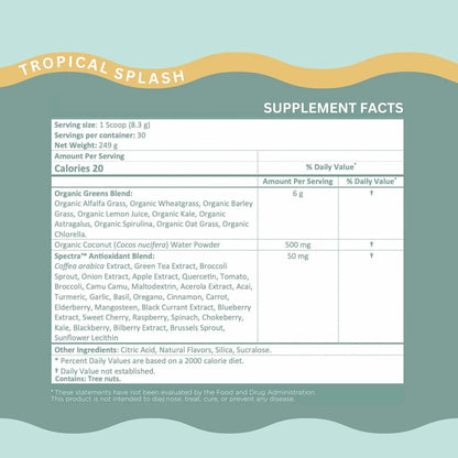 Digestive Health for Women, Bloating Relief, Gut Health, Skin Care, with Spirulina (Tropical Splash), Dietary Supplement