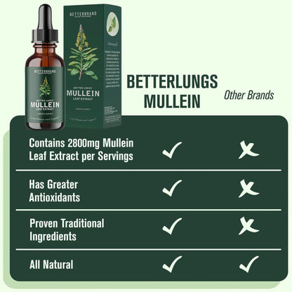 BetterLungs Mullein Leaf & Chlorophyll Extract Drops For Lung Detox Healthcare Supplement