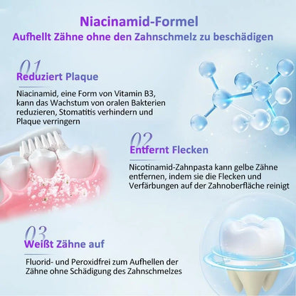 🔥Letzter Tag 60% Rabatt🎁Niacinamid Whitening Zahnpasta - – hellt die Zähne auf, schützt den Zahnschmelz und erfrischt den Atem mit jeder Bürste! 🦷🌿