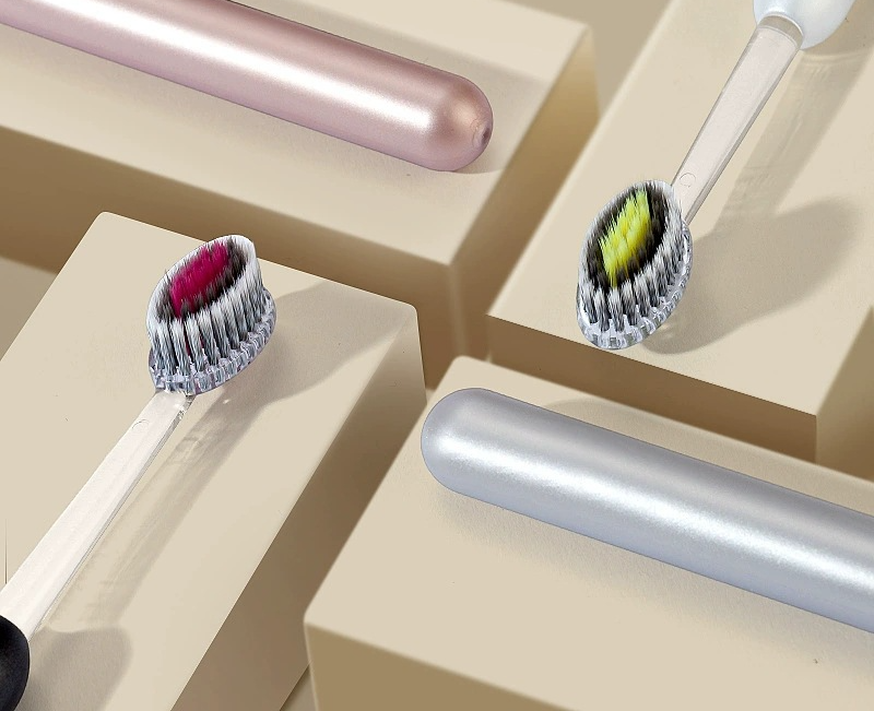 Mountain-shaped soft bristle toothbrush with convex spiral bristles for deep cleaning, suitable for home use, adults, couples, men and women.