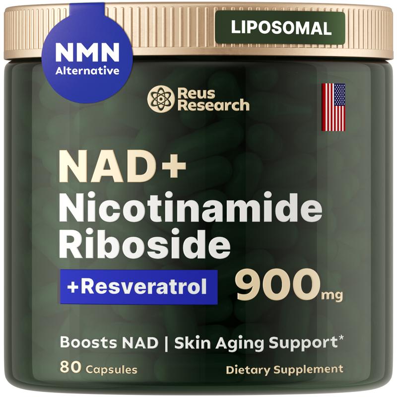 -Reus Research NR900 - NAD+ Supplement for Skin Aging Support, Energy, and Focus - 80 Count - Vitamin & Wellness Supplements Dietary