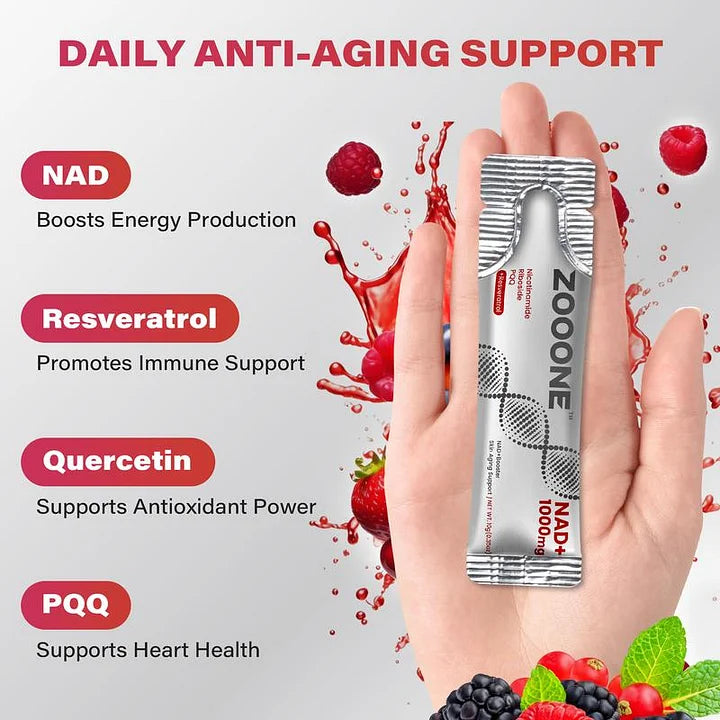 🌿NR1000 – NAD+ 🍒🍓Getränkemix mit Beerengeschmack zur Unterstützung der Hautalterung, für mehr Energie und Konzentration – 30er-Pack