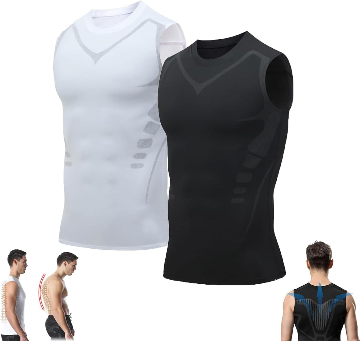 HotDeal-Pukmqu Gfouk Menionic Tourmaline Posture Correction Vest, Version Ionic Shaping Sleeveless Shirt, Posture Correction for Men, Back Support Vest
