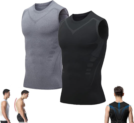 HotDeal-Pukmqu Gfouk Menionic Tourmaline Posture Correction Vest, Version Ionic Shaping Sleeveless Shirt, Posture Correction for Men, Back Support Vest