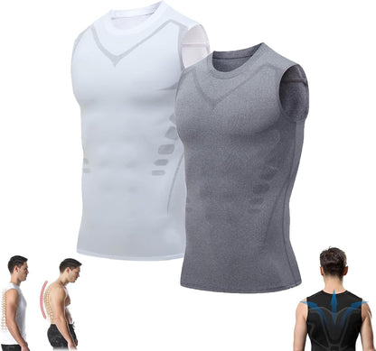 HotDeal-Pukmqu Gfouk Menionic Tourmaline Posture Correction Vest, Version Ionic Shaping Sleeveless Shirt, Posture Correction for Men, Back Support Vest