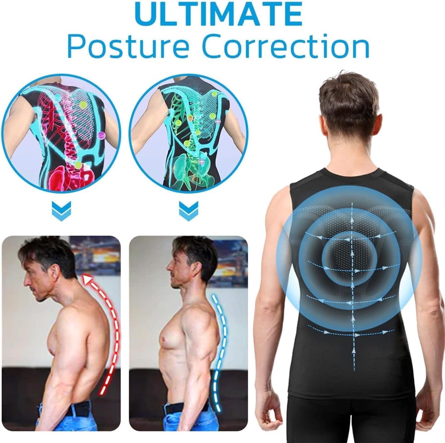 HotDeal-Pukmqu Gfouk Menionic Tourmaline Posture Correction Vest, Version Ionic Shaping Sleeveless Shirt, Posture Correction for Men, Back Support Vest