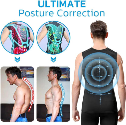 HotDeal-Pukmqu Gfouk Menionic Tourmaline Posture Correction Vest, Version Ionic Shaping Sleeveless Shirt, Posture Correction for Men, Back Support Vest