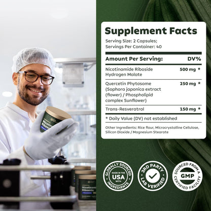 -Reus Research NR900 - NAD+ Supplement for Skin Aging Support, Energy, and Focus - 80 Count - Vitamin & Wellness Supplements Dietary