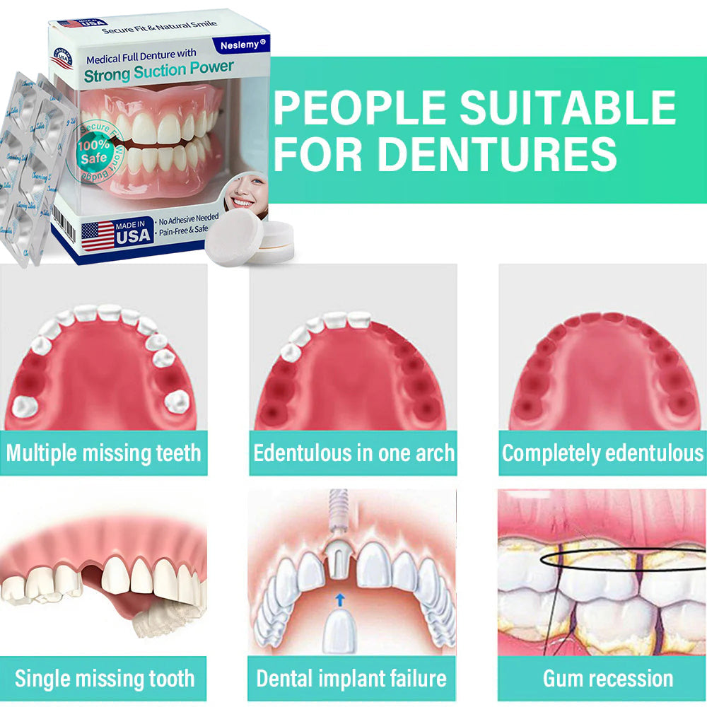 🦷Medical Full Denture with Strong Suction ✅ Made and Shipped from the（USA）