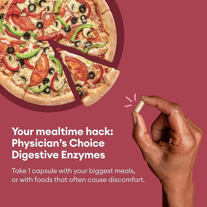 Physician's Choice Digestive Enzymes with Probiotics + Prebiotics - Mealtime Discomfort & Bloating Relief - Multi Support for Digestion & Gut Health