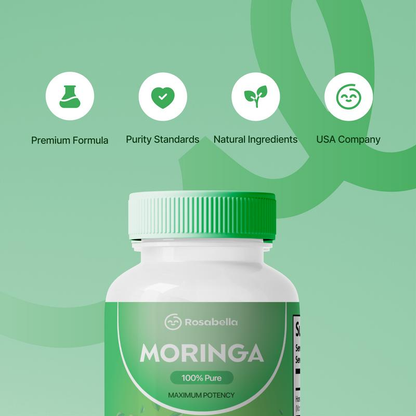 Rosabella Moringa Capsules (800mg) for Immune Support, Gut Health & Vitamins