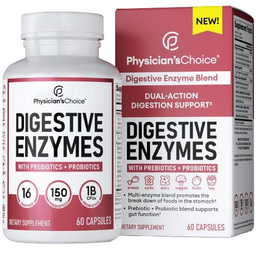 Physician's Choice Digestive Enzymes with Probiotics + Prebiotics - Mealtime Discomfort & Bloating Relief - Multi Support for Digestion & Gut Health