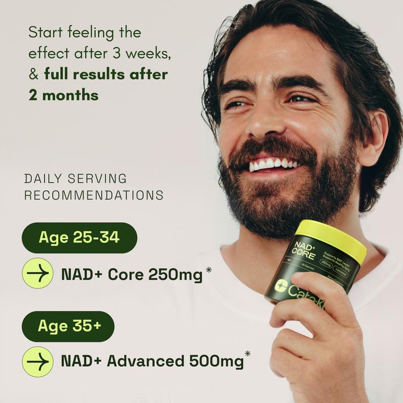 Cata-Kor 250 mg - NAD+ Supplement for Skin Aging Support, Energy, and Focus - 60 Count - Vitamin & Wellness Supplements Dietary Healthcare Edible