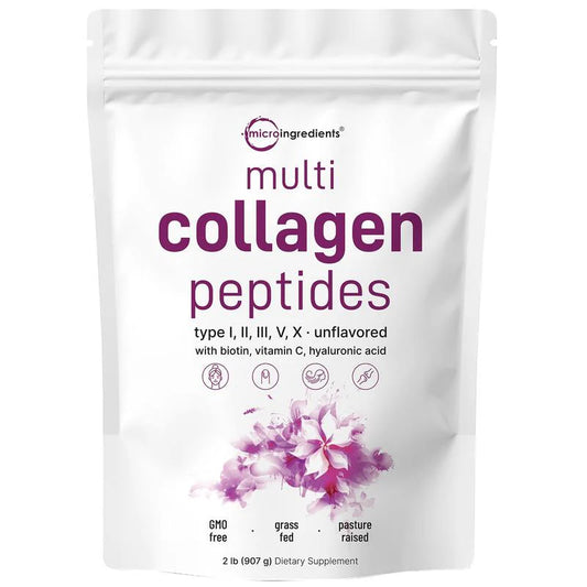 Multi Collagen Peptides  - Hydrolyzed Protein Peptides  with Hyaluronic Acid, Biotin & Vitamin C - Unflavored