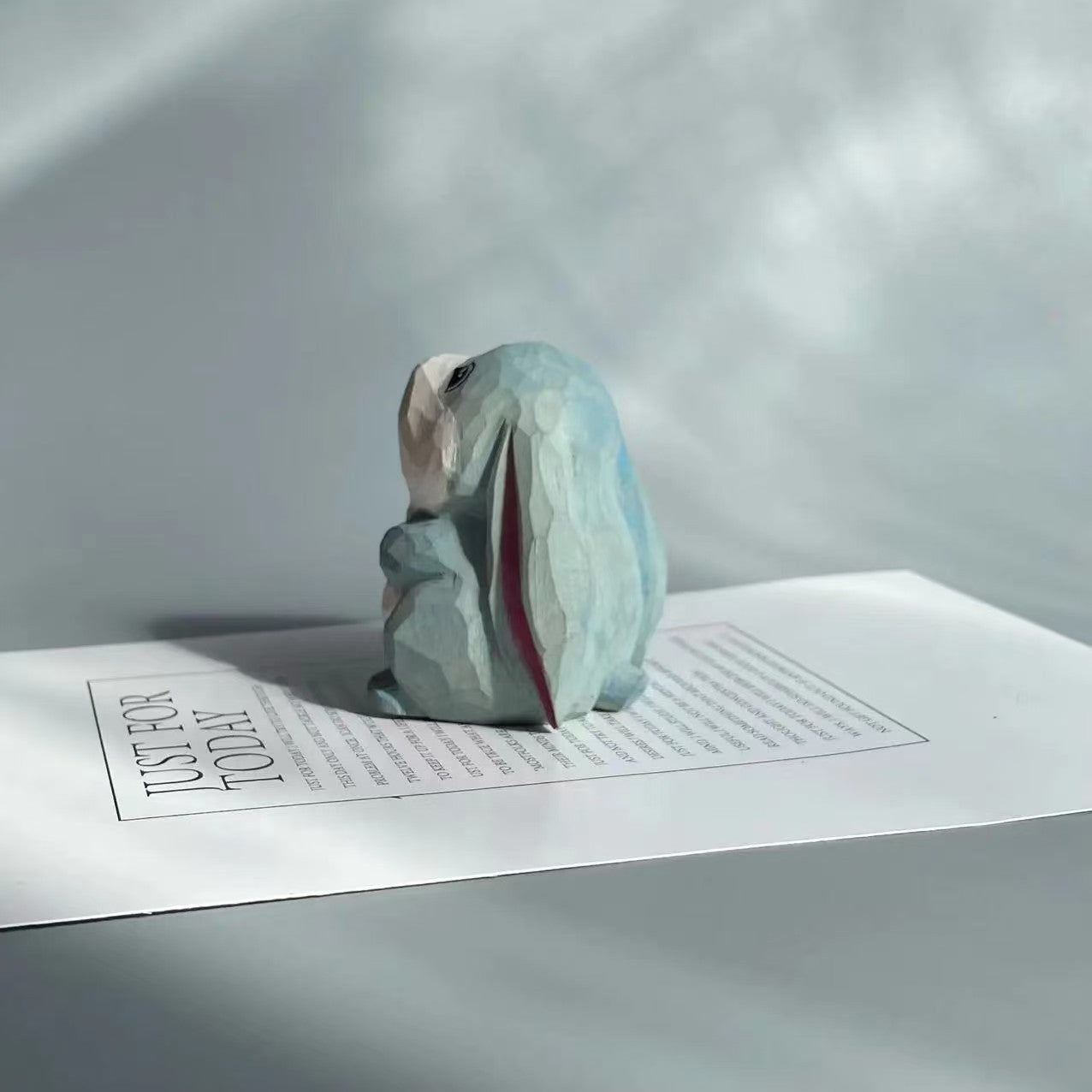 Handmade wooden rabbit figurine