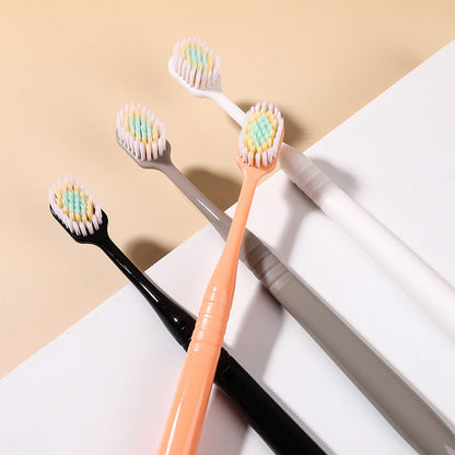 New Simple Soft Bristle Toothbrush for Students, Adults, and Home Use - Manual Double Cleaning Toothbrush