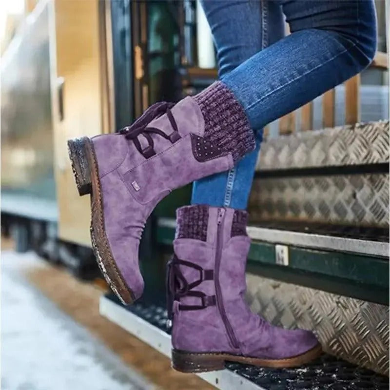 🔥𝑳𝑨𝑺𝑻 𝑫𝑨𝒀 𝑺𝑨𝑳𝑬-𝟖𝟎% 𝑶𝑭𝑭🔥Women's Winter Low Barrel Orthotic Bow Support Wool Warm Boots