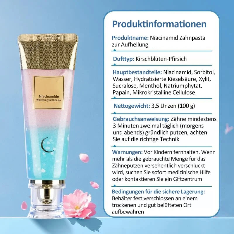 🔥Letzter Tag 60% Rabatt🎁Niacinamid Whitening Zahnpasta - – hellt die Zähne auf, schützt den Zahnschmelz und erfrischt den Atem mit jeder Bürste! 🦷🌿