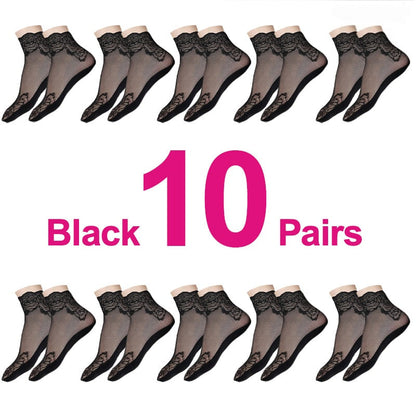 Floral Trim Boat Lace Socks