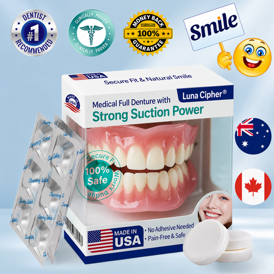 🦷Luna Cipher® Medical Full Denture with Strong Suction ✅ Made and Shipped from the（USA）