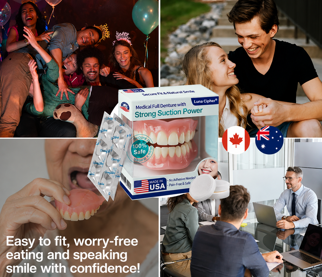 🦷Luna Cipher® Medical Full Denture with Strong Suction ✅ Made and Shipped from the（USA）