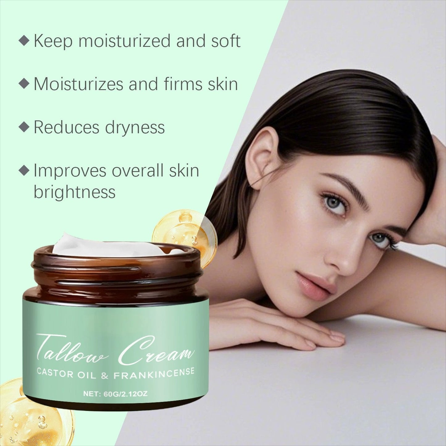 🌿 Organic Whipped Tallow Balm with Castor Oil & Frankincense for Natural Skincare & Moisturizing ✨