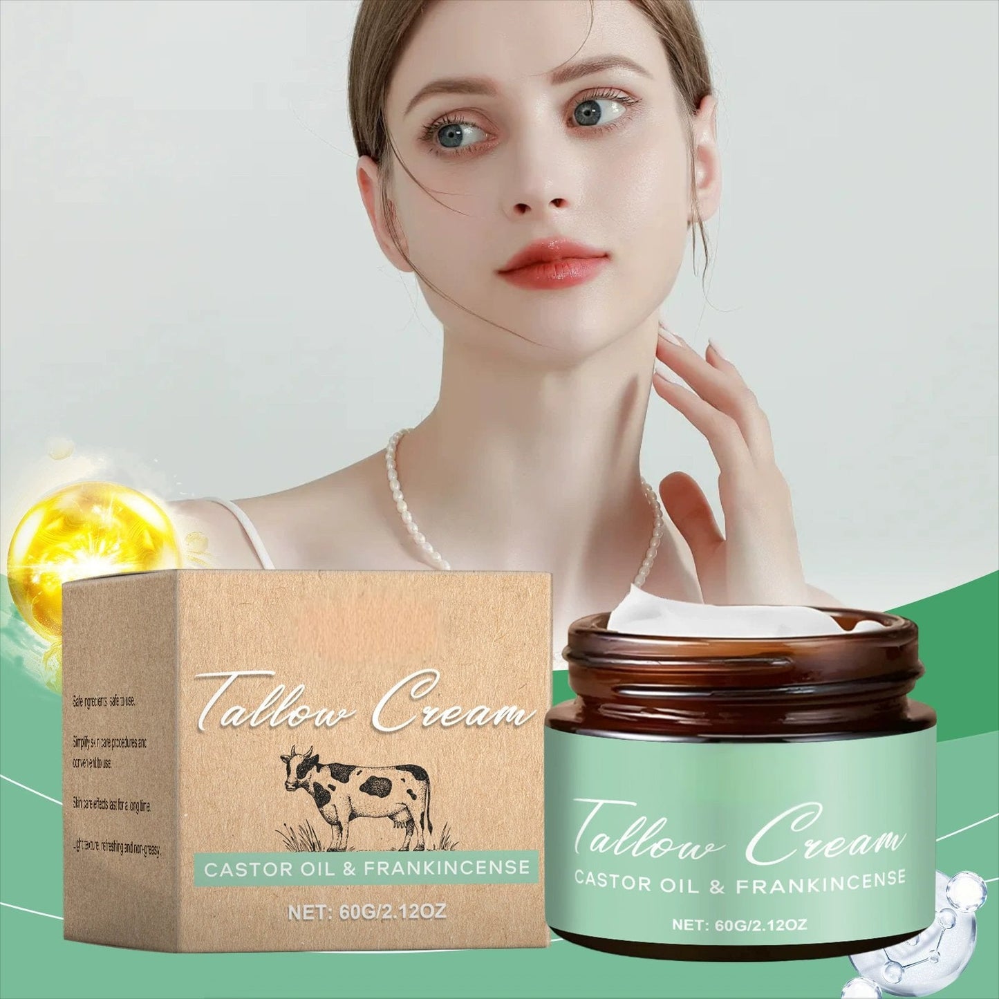 🌿 Organic Whipped Tallow Balm with Castor Oil & Frankincense for Natural Skincare & Moisturizing ✨