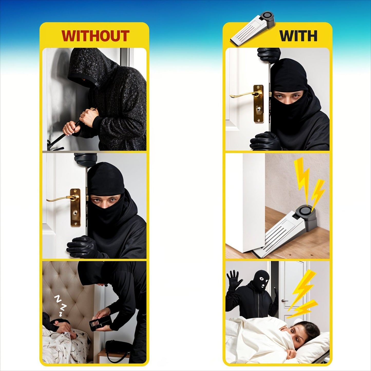Travel-Safety Universal Door Stopper Alarm
