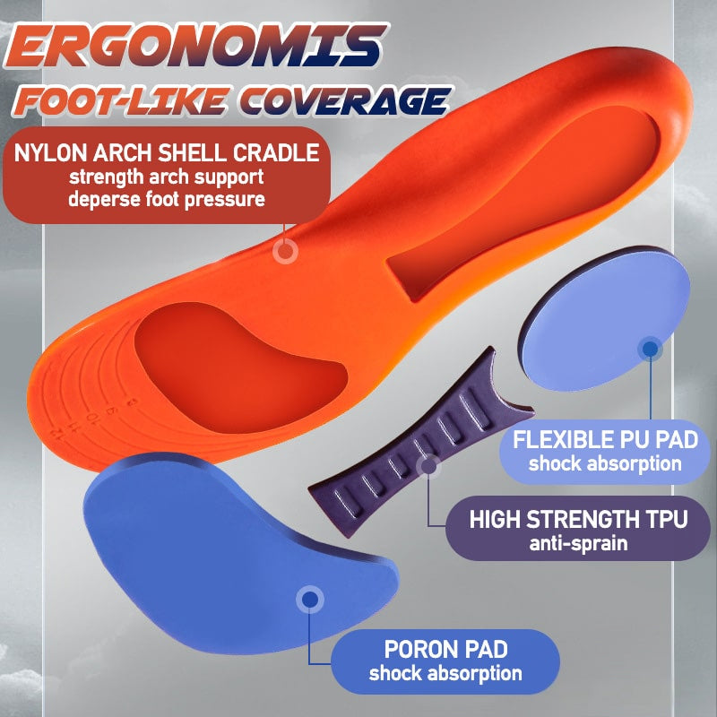 Shock-Absorbing Orthotic Sports Shoe Insoles
