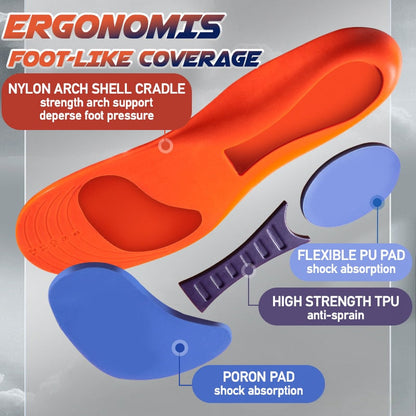 Shock-Absorbing Orthotic Sports Shoe Insoles